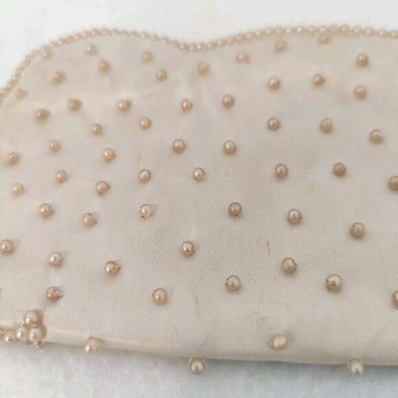 La Regale Ivory Vintage Beaded Clutch Evening Event Hand Bag Purse Japan Bridal - Picture 3 of 7